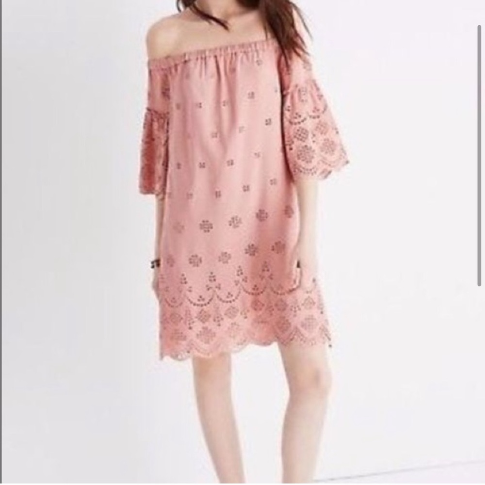 Madewell Dusty Clay Off the shoulder Eyelet Dress Sz 00